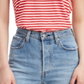 Levi's Women's Perfect Striped Cotton T-Shirt Red Size X-Small