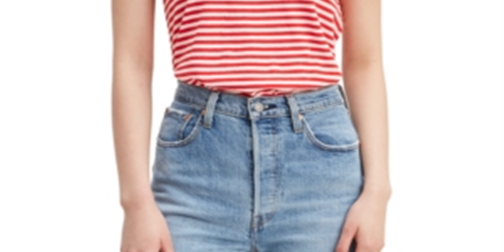 Levi's Women's Perfect Striped Cotton T-Shirt Red Size X-Small