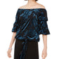 MSK Women's Velvet Off the Shoulder Blouse Green Size X-Large