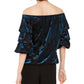 MSK Women's Velvet Off the Shoulder Blouse Green Size X-Large