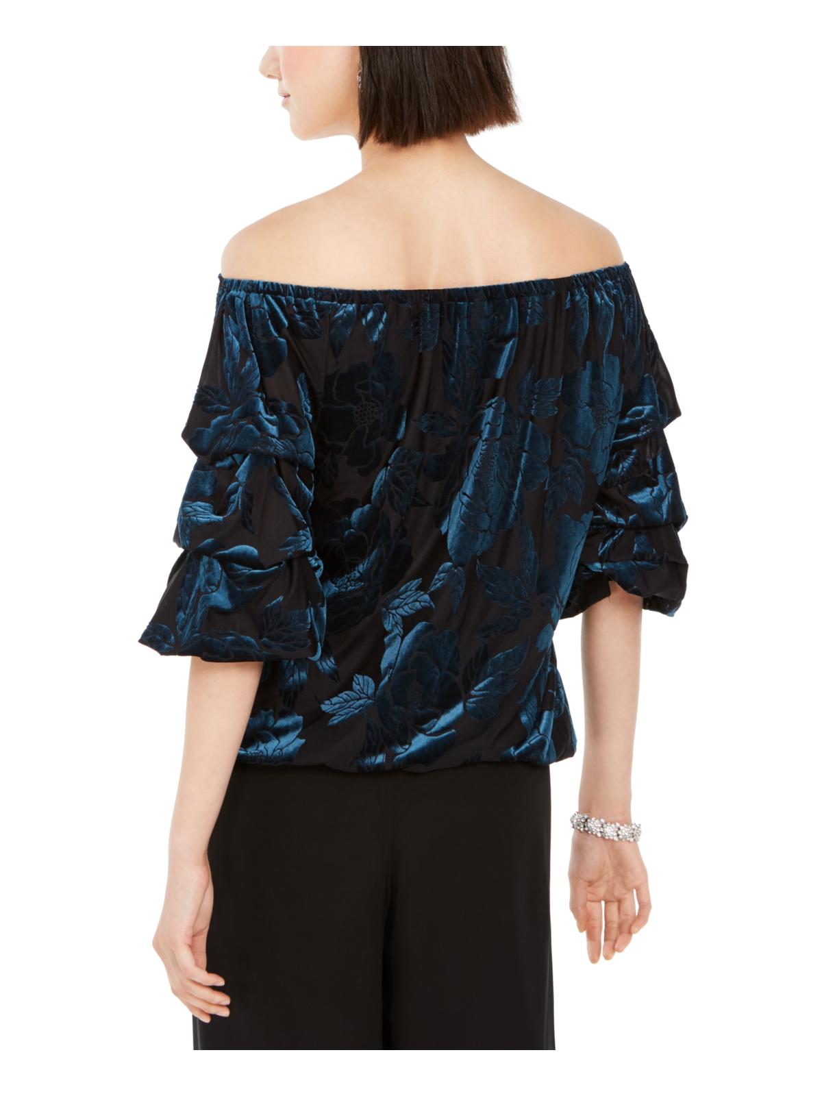MSK Women's Velvet Off the Shoulder Blouse Green Size X-Large