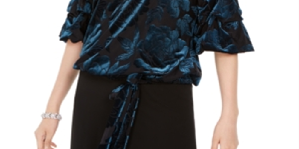 MSK Women's Velvet Off the Shoulder Blouse Green Size X-Large