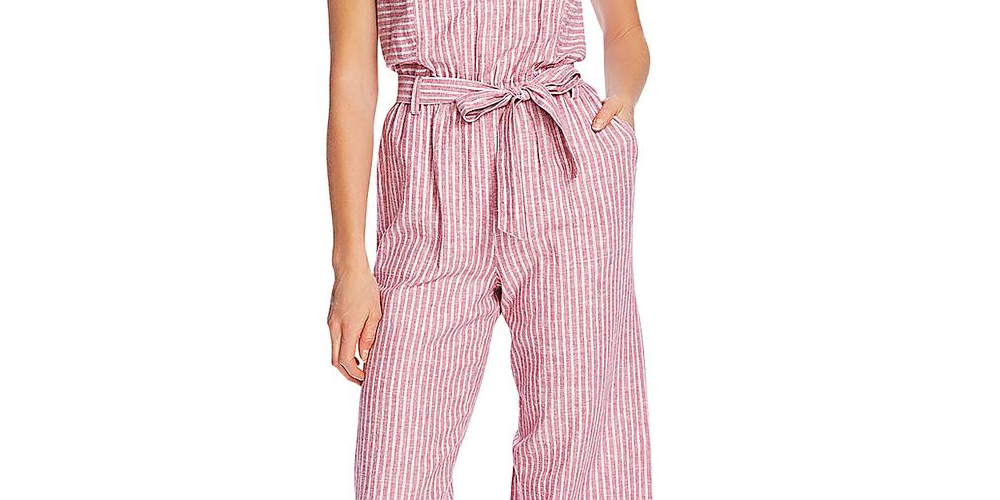 Vince Camuto Women's Wide Leg Cropped Jumpsuit Pink Size Large