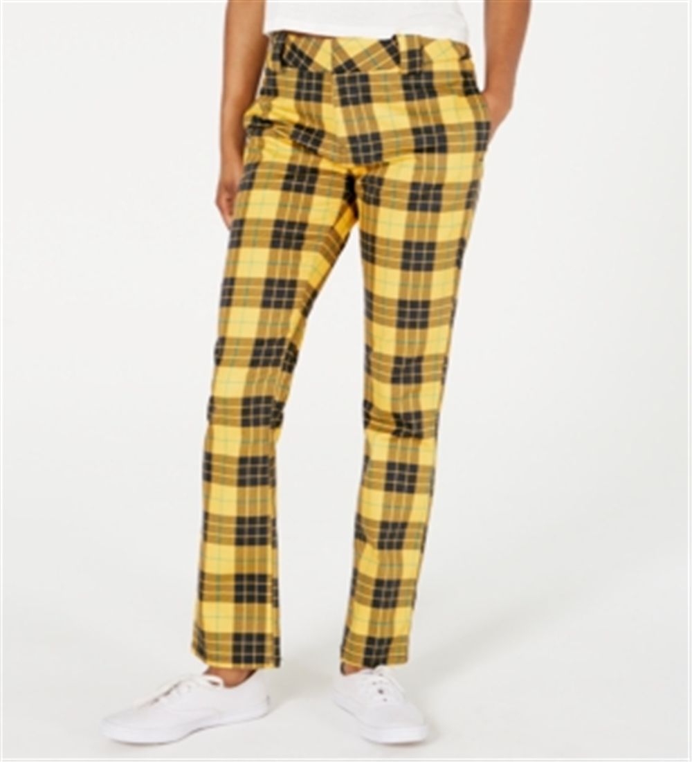 Dickies Junior's Plaid Worker Pants Yellow Size 11