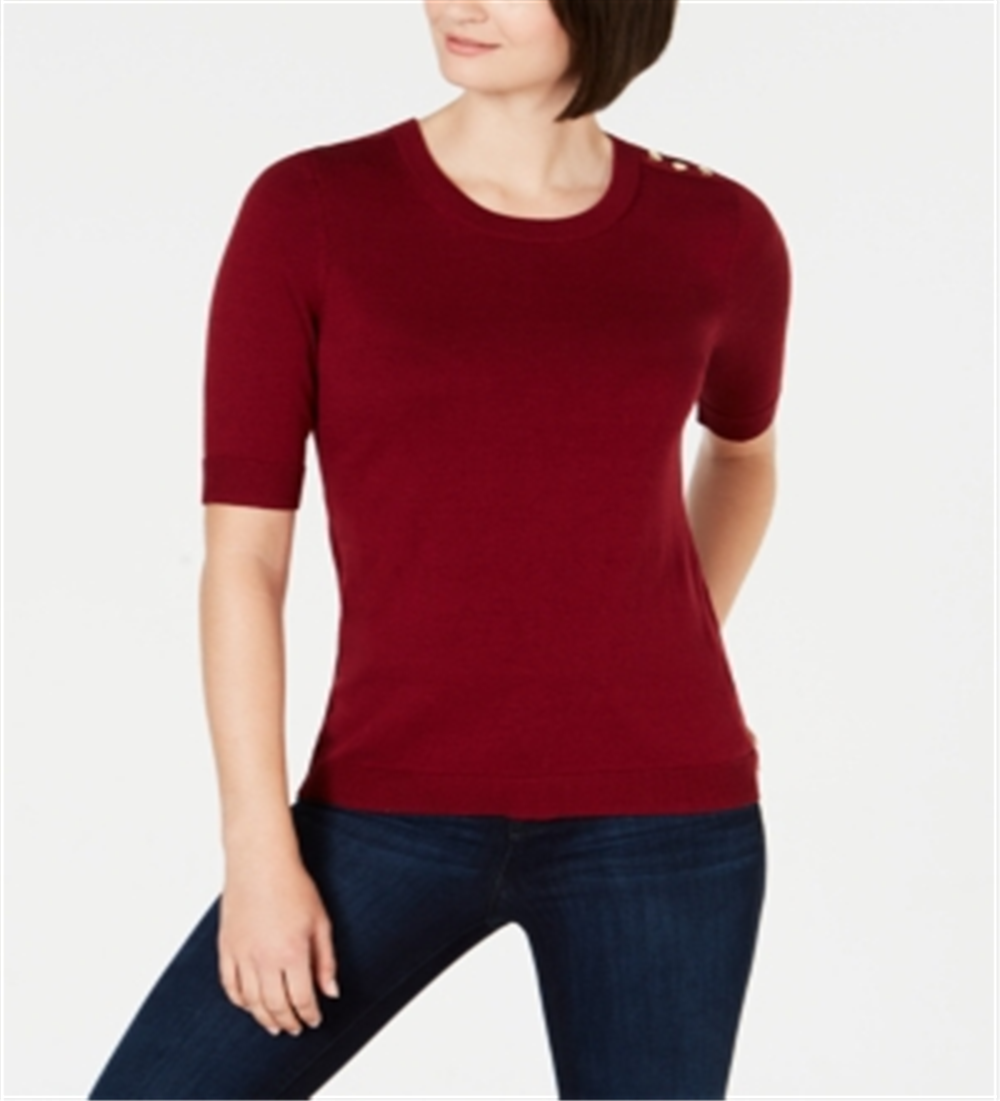 Charter Club Women's Elbow Sleeve Sweater Red Petite Medium