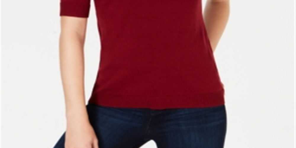 Charter Club Women's Elbow Sleeve Sweater Red Petite Medium