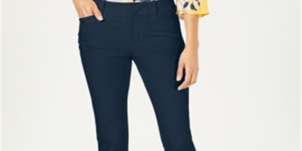 Charter Club Women's Newport Tummy Control Slim Fit Pants Blue Size 10