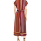Be Bop Women's Jumpsuit Stripe Belted Wide Leg Crop Red Size Medium