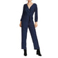 1.STATE Women's Printed Wrap Front Jumpsuit Blue Size 12