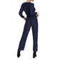 1.STATE Women's Printed Wrap Front Jumpsuit Blue Size 12
