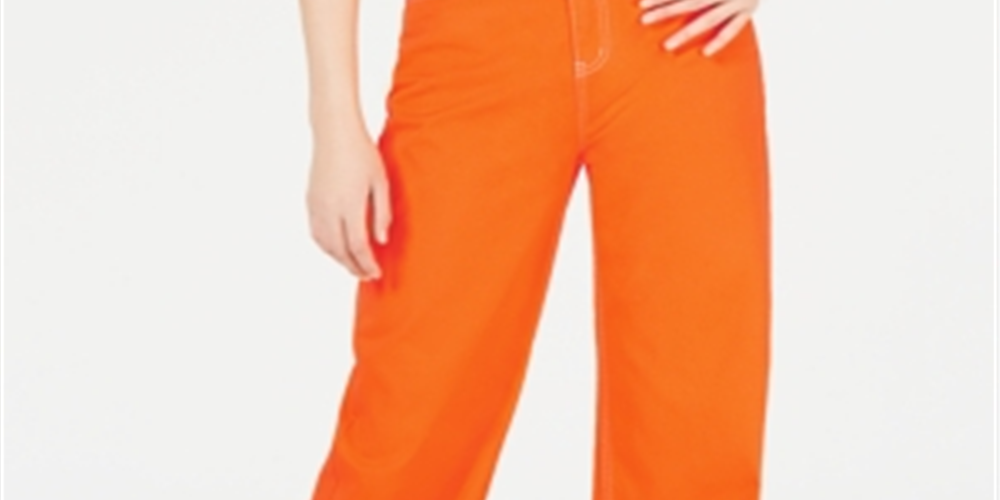 Dickies Girl Junior's 5 Pocket High Rise Wide Leg Skater Pants Orange Size 11