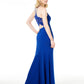 B Darlin Women's Spaghetti Strap Maxi Sheath Evening Dress Blue Size 11-12