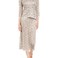 R&M Richards Women's Sequined Sleeveless Scoop Neck Tea Length Shift Dress Brown Size 18