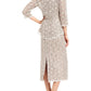 R&M Richards Women's Sequined Sleeveless Scoop Neck Tea Length Shift Dress Brown Size 18