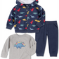 Kids Headquarters Baby Boy's 3 Pc Dinosaur Fleece Hoodie Jogger Pants & Long Sleeve T-Shirt Set Blue Size 12MOS