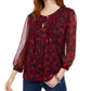 Tommy Hilfiger Women's Blouse Chiffon Pintuck Red Size X-Large