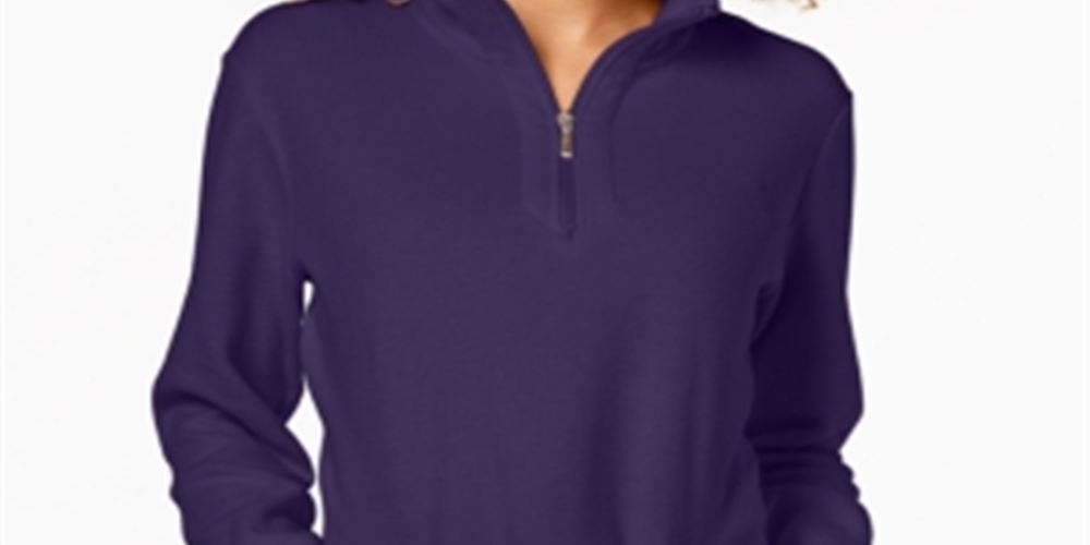 Karen Scott Women's Zip Neck Top Purple Size PP