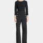 DKNY Women's 3/4 Sleeve Jewel Neck Straight Leg Jumpsuit Black Size 6