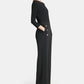 DKNY Women's 3/4 Sleeve Jewel Neck Straight Leg Jumpsuit Black Size 6