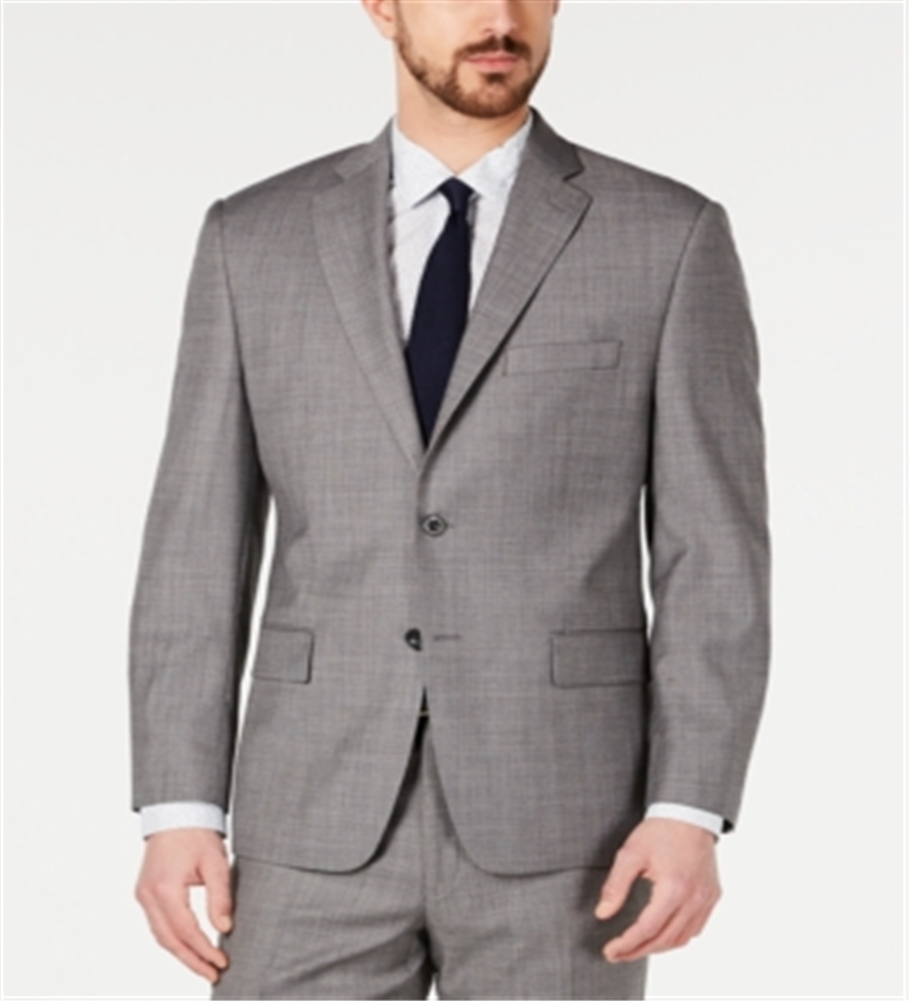 Michael Kors Men's Classic Fit Airsoft Stretch Mini Grid Suit Jacket Gray Size 44