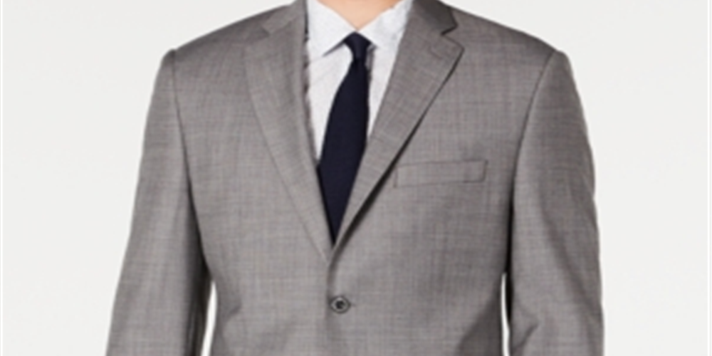 Michael Kors Men's Classic Fit Airsoft Stretch Mini Grid Suit Jacket Gray Size 44