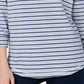 Karen Scott Women's Striped 3/4 Sleeve Sweatshirt Blue - White Size Petite S