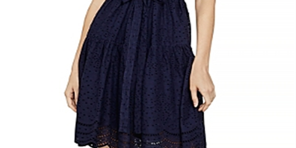 Bcbgmaxazria Women's Eyelet Ruffle Mini Dress Blue Size Large