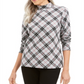 Karen Scott Women's Plaid Mock Neck Top Gray Size Petite SM