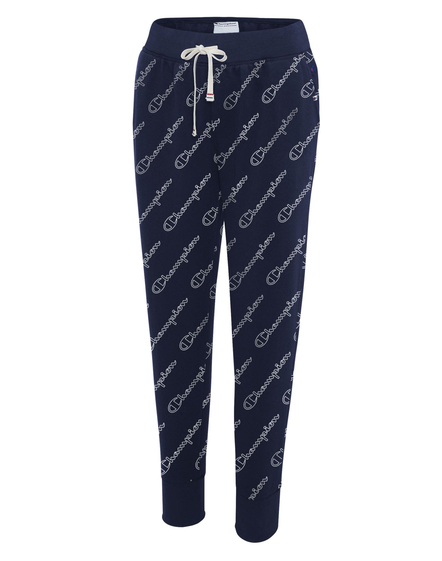 Champion Women's Allover Logo Outline Script Joggers Blue Size X-Small