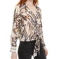 Bar III Women's Printed Semi Sheer Texture Zebra Blouse Pink Size Medium