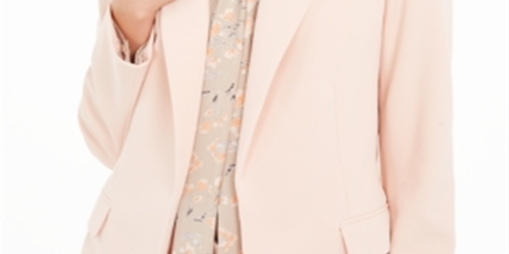 Calvin Klein Women's Peak Lapel Open Front Blazer Pink Size 6