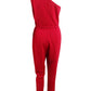 Ralph Lauren Women's Velvet Jersey One Shoulder Jumpsuit Red Size 6