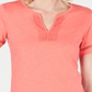 Charter Club Women's Split Neck Cotton Top Pink Size Medium
