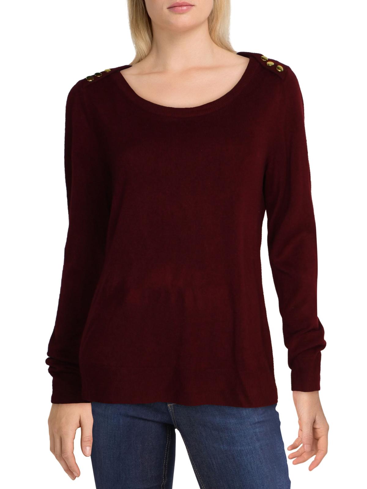 Karen Scott Women's Button Shoulder Sweater Red Size Large