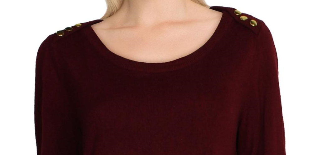 Karen Scott Women's Button Shoulder Sweater Red Size Large
