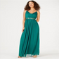Teeze Me Women's Embellished Spaghetti Strap V Neck Maxi Evening Sheath Dress Green Size 13-14