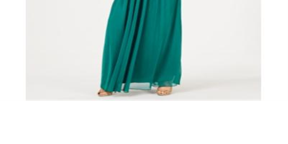 Teeze Me Women's Embellished Spaghetti Strap V Neck Maxi Evening Sheath Dress Green Size 13-14