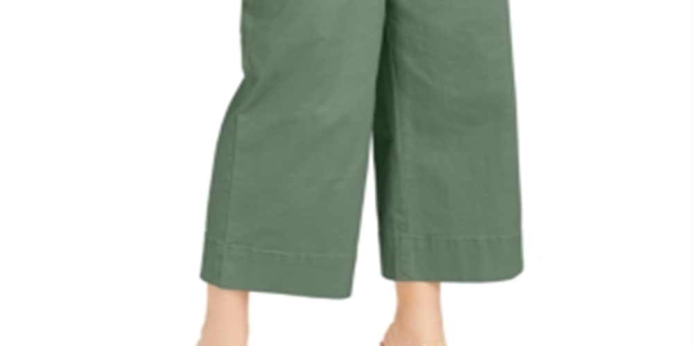 INC International Concepts Women's Wide Leg Exposed Fly Culottes Pant Green Size 4