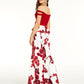 Teeze Me Women's Short Sleeve Off Shoulder Crop Top White/Red Size 1