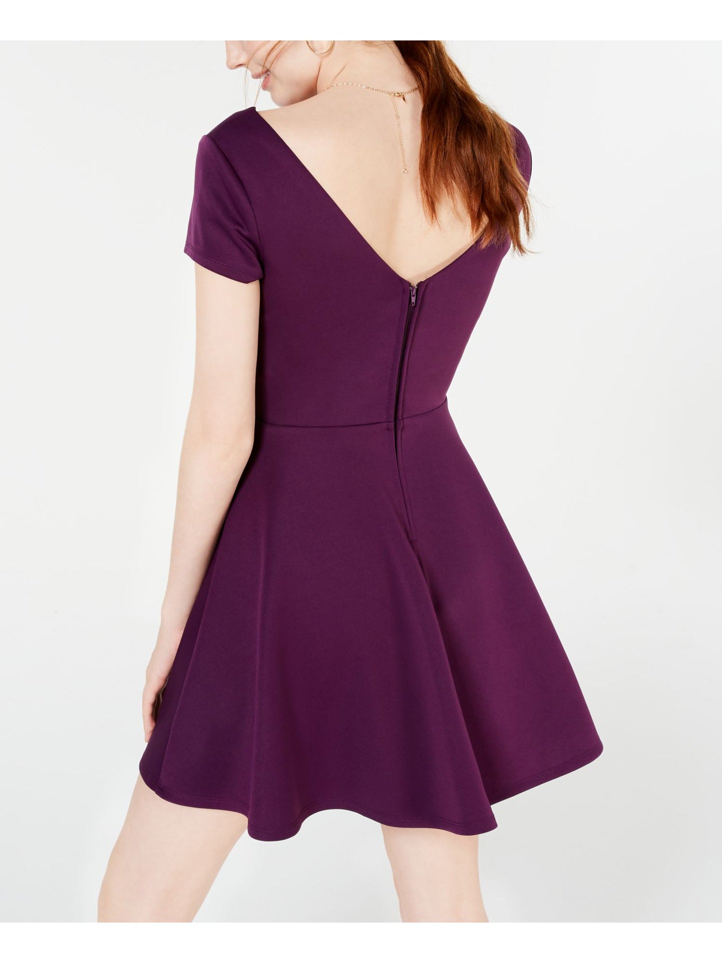 City Studios Women's Short Sleeve Fit Flare Dress Purple Size 13