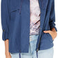 Style & Co Women's Zip up Roll Tab Sleeve Jacket Blue Size L