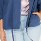 Style & Co Women's Zip up Roll Tab Sleeve Jacket Blue Size L