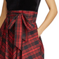 Ralph Lauren Women's Agni Bedford Plaid Mixed Media Formal Dress Black Size 14