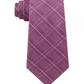 Michael Kors Men's Elijah Check Plaid Skinny Slim Silk Neck Tie Pink One Size