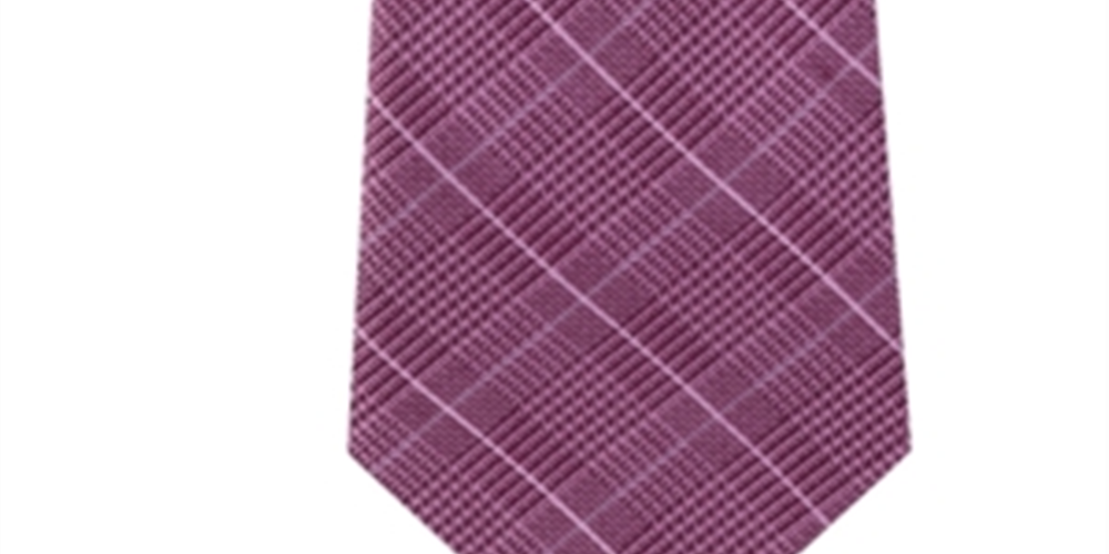 Michael Kors Men's Elijah Check Plaid Skinny Slim Silk Neck Tie Pink One Size