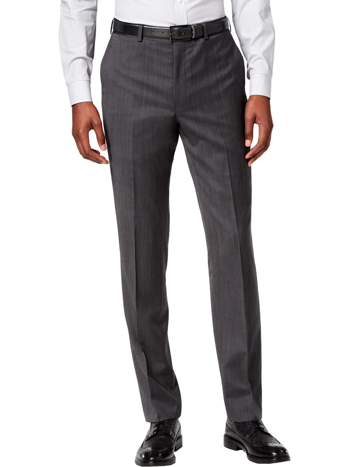 DKNY Men's Dean Modern Fit Tapered Suit Pants Black Size 38X30