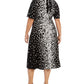 Alfani Women's Dot Print Tie Neck Dress Black Size 12