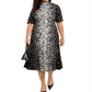 Alfani Women's Dot Print Tie Neck Dress Black Size 12