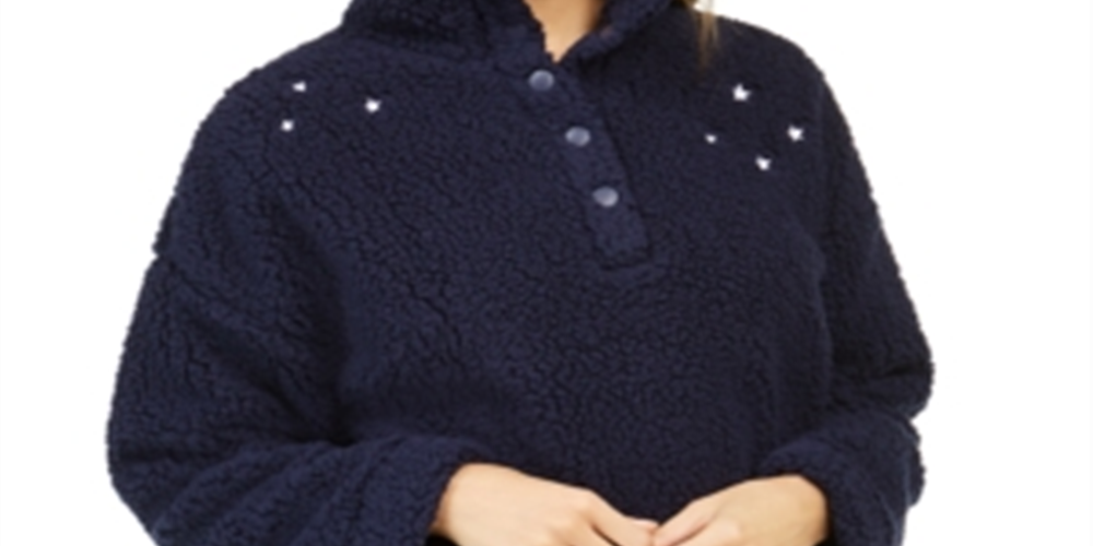 Jenni Women's Faux Fur Cozy Pullover Blue Size Medium
