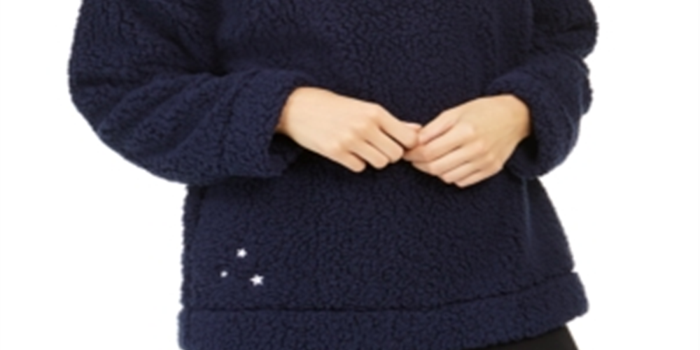 Jenni Women's Faux Fur Cozy Pullover Blue Size Medium